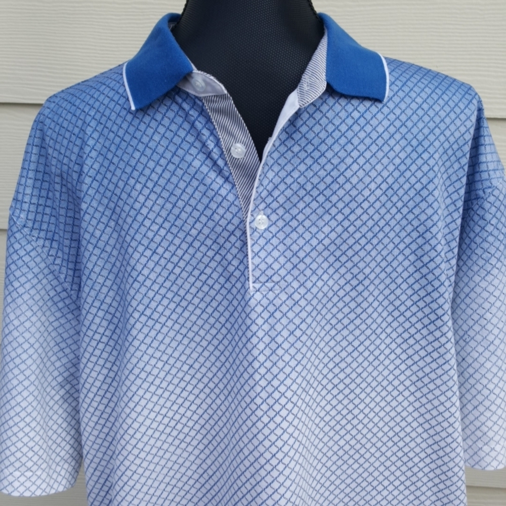 SCALA MILANO ITALY Blue Ombre Men's Polo Shirt (XXL)